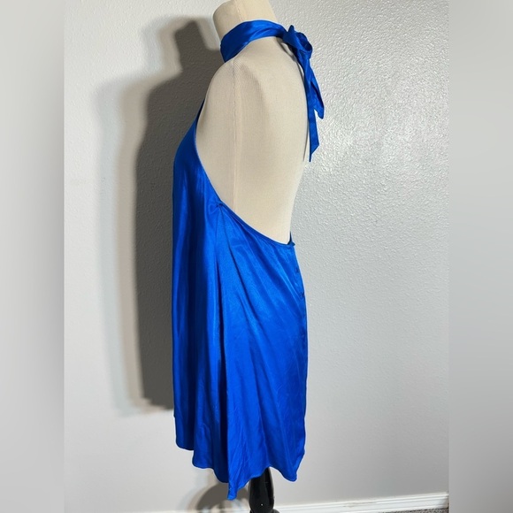 ZARA High Neck Open Back Satin Mini Halter Dress small - Picture 5 of 8